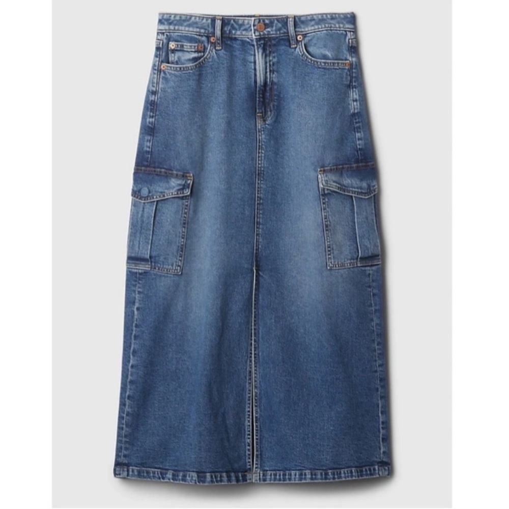 GAP Denim Cargo Maxi Skirt 31/12 - Picture 2 of 9